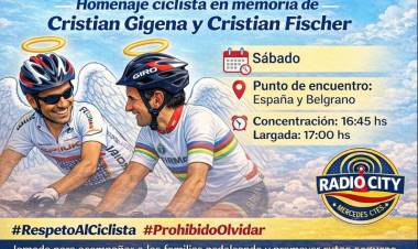 Homenaje ciclista en memoria de Cristian Gigena y Cristian Fischer