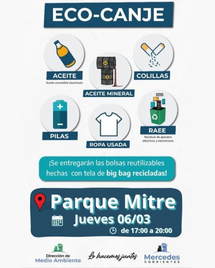 Mercedes: Eco Canje intercambio residuos por bolsas reutilizables