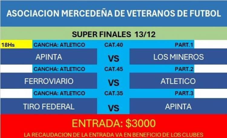 Mercedes : Se disputan las Súper Finales del fútbol de veteranos en la cancha de Atlético