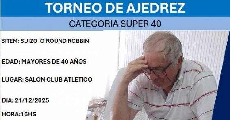 Torneo de Ajedrez en Atlético Mercedes: competencia para la categoría +40 este domingo