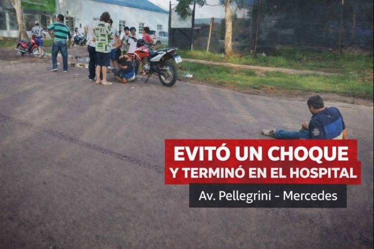 Mercedes : Un motociclista evitó un choque y terminó hospitalizado en avenida Pellegrini