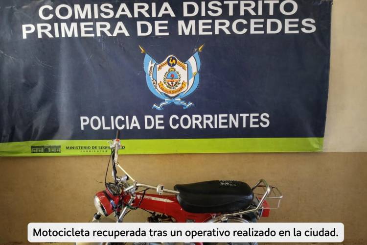 Recuperaron una motocicleta robada y demoraron a un hombre en Mercedes