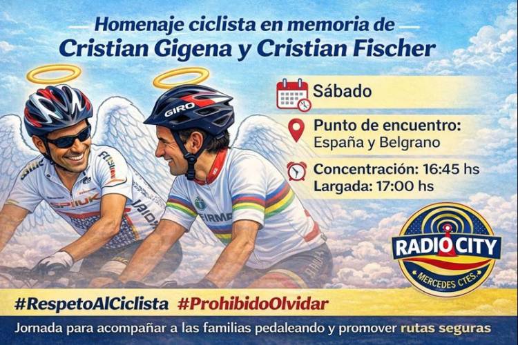 Homenaje ciclista en memoria de Cristian Gigena y Cristian Fischer