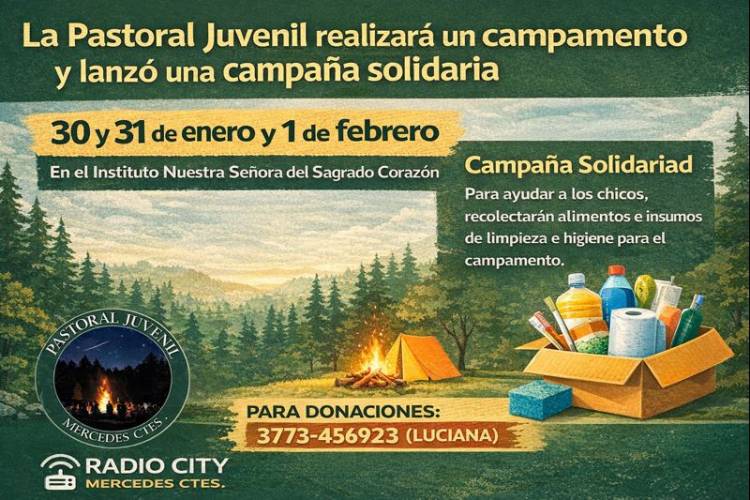 Mercedes : La Pastoral Juvenil realizará un campamento y lanzó una campaña solidaria