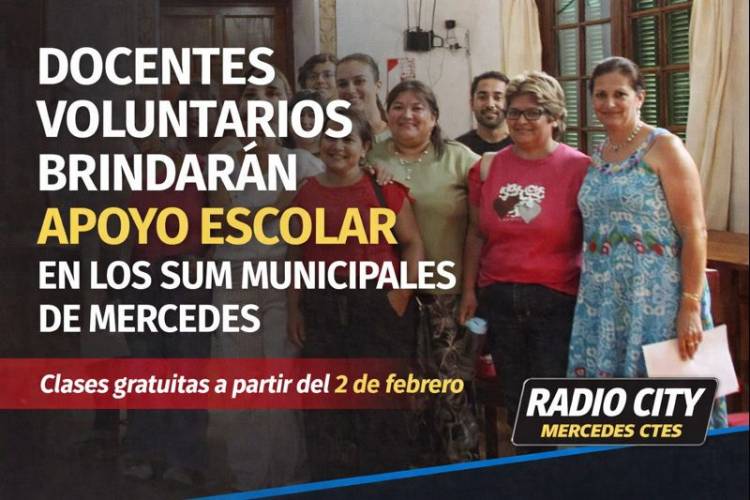 Docentes voluntarios se suman a las clases de apoyo en los SUM municipales de Mercedes