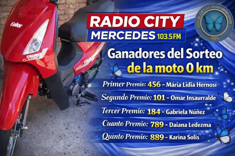 Mercedes : Se realizó el sorteo de la Moto 0 Km de Villa Samba Show: conocé a los ganadores