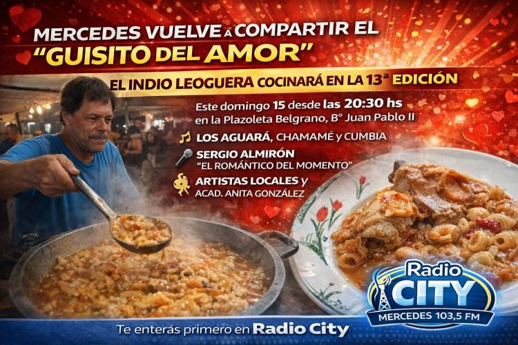 Mercedes vuelve a compartir el “Guisito del Amor”: El Indio Leoguera cocinará en la 13ª edición