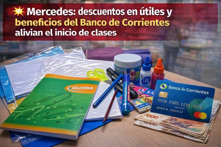 Mercedes: descuentos en útiles y beneficios del Banco de Corrientes alivian el inicio de clases