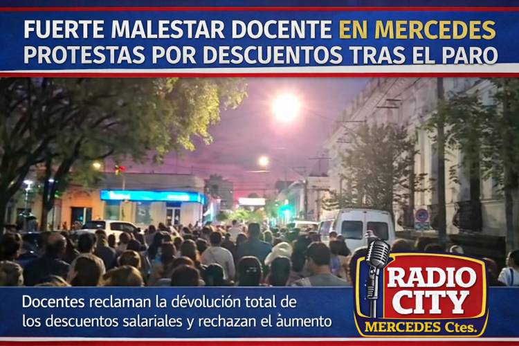 Fuerte malestar docente en Mercedes: protestas por descuentos tras el paro