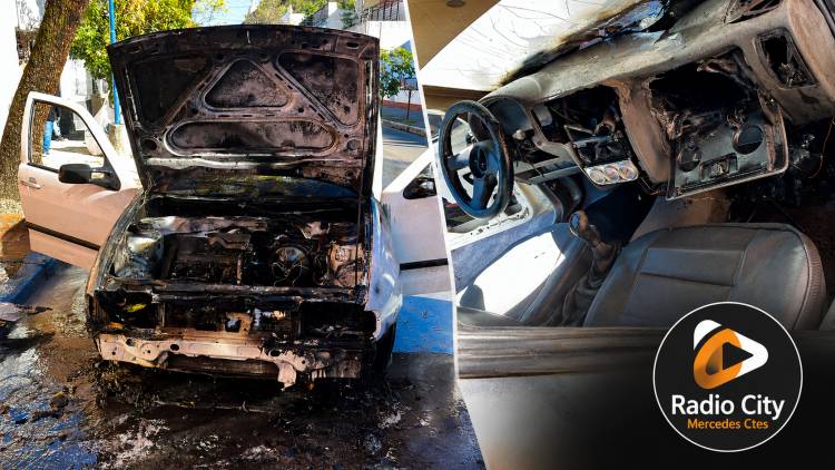 Mercedes: un desperfecto mecánico provocó el incendio de un auto en pleno centro