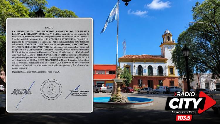 Mercedes: llaman a licitación pública para concesionar el transporte urbano de pasajeros  